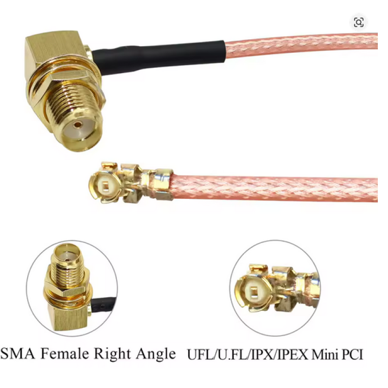 Переходной коаксиальный кабель джампер IPX Cable U.FL-SMA угловое гнездо 10см
