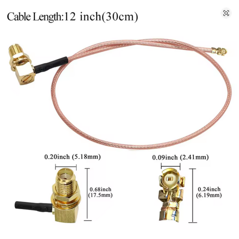 Переходной коаксиальный кабель джампер IPX Cable U.FL-SMA угловое гнездо 10см