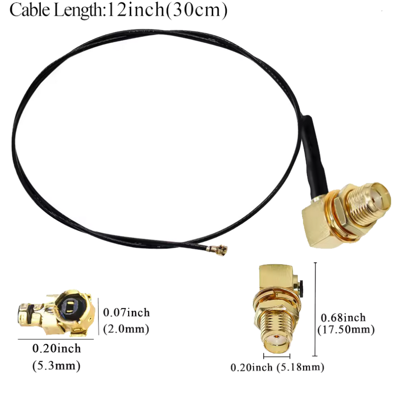 Антенный кабель 0.81мм IPX Cable U.FL-SMA угловое гнездо 15см, I-Taki (Южная Корея)