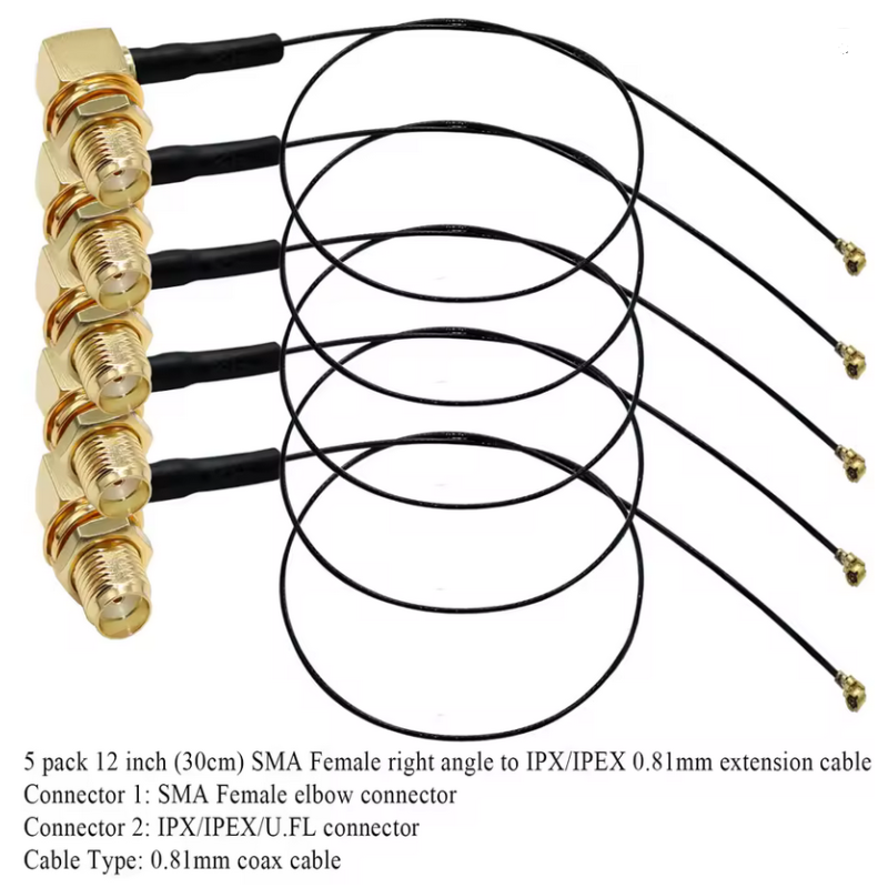 Антенный кабель 0.81мм IPX Cable U.FL-SMA угловое гнездо 15см, I-Taki (Южная Корея)