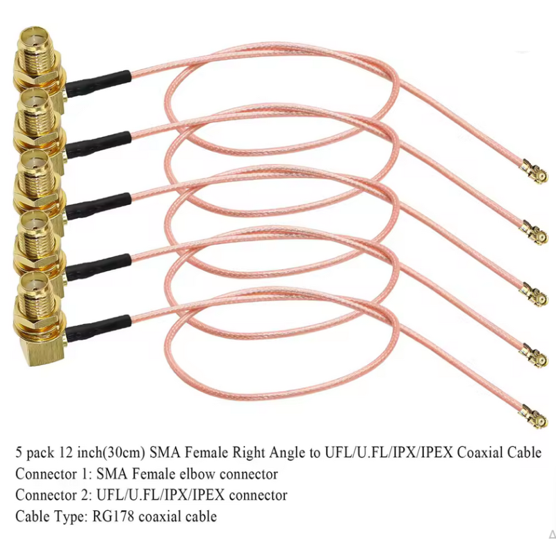 Антенный кабель IPX Cable RG178 U.FL-SMA угловое гнездо 15см, I-Taki (Южная Корея)