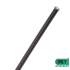 PET-004-BK-30 - Кабельне обплетення з поліестеру, розмір 4мм, колір – чорний, 30 м