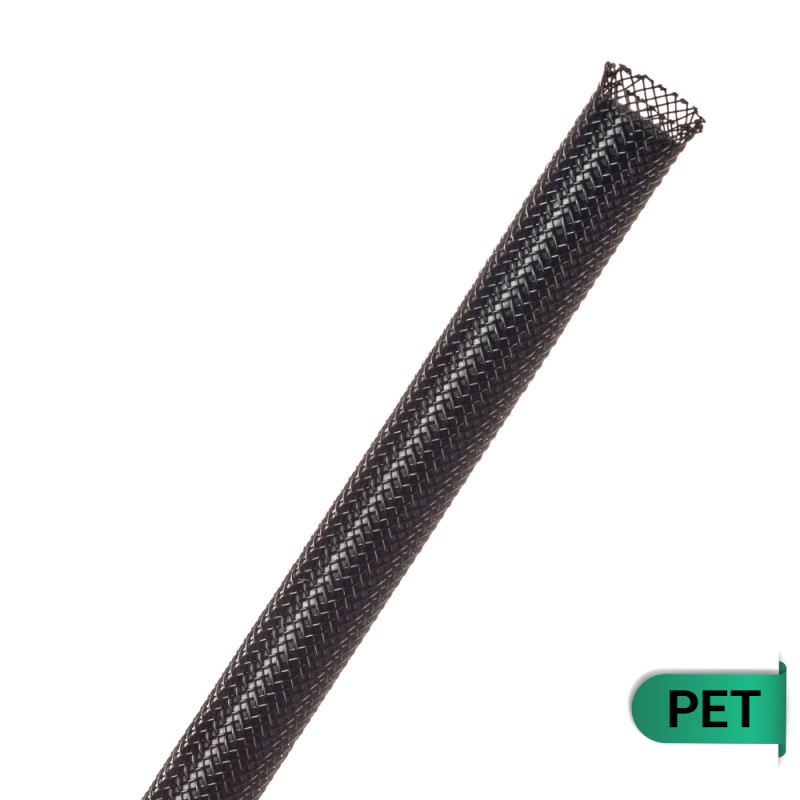 PET-006-BK-10 - Кабельная оплетка из полиэстера, размер 6мм, цвет – черный, 10 м