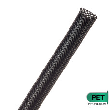 PET-010-BK-20 - Кабельная оплетка из полиэстера, размер 10мм, цвет – черный, 20 м