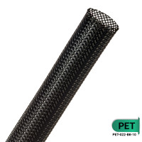 PET-022-BK-10 - Кабельне обплетення з поліестеру, розмір 22мм, колір – чорний, 10 м