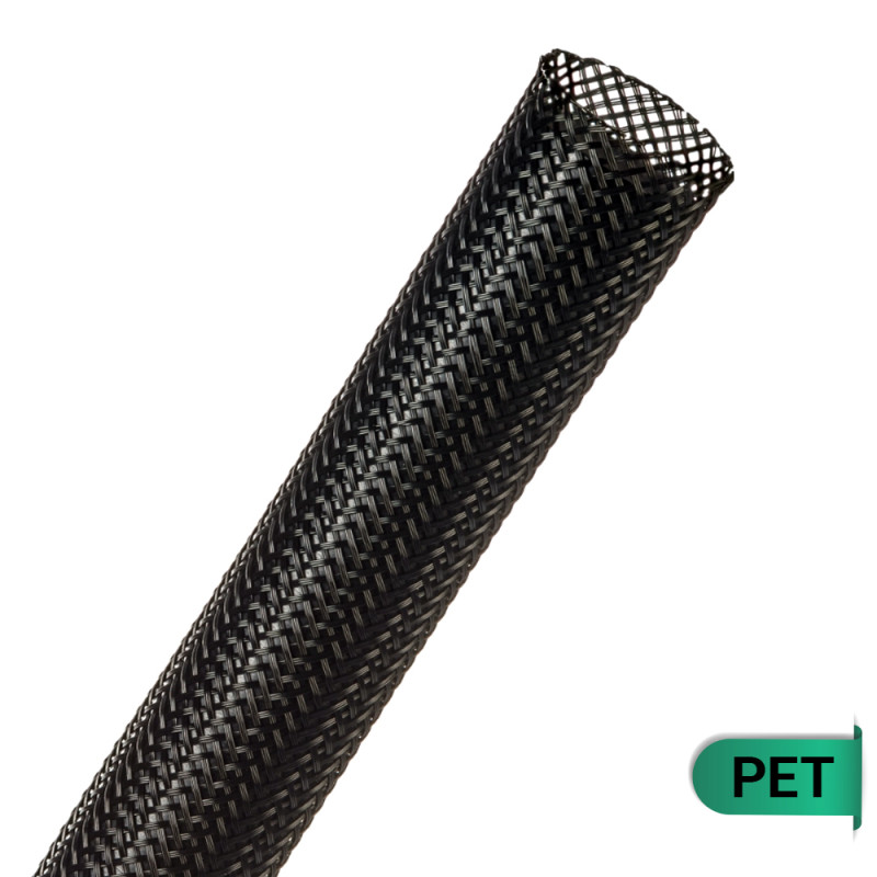 PET-022-BK-100 - Кабельне обплетення з поліестеру, розмір 22мм, колір – чорний, 100 м