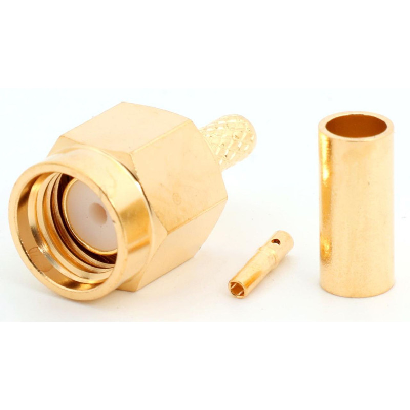 3.01.369 - RP-SMA (мужской) для RG316 - Коннектор RP-SMA (штекер) для коаксиального кабеля RG316, Leno RF (КНР)