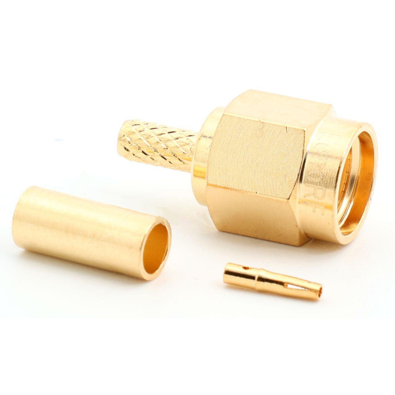 3.01.369 - RP-SMA (мужской) для RG316 - Коннектор RP-SMA (штекер) для коаксиального кабеля RG316, Leno RF (КНР)