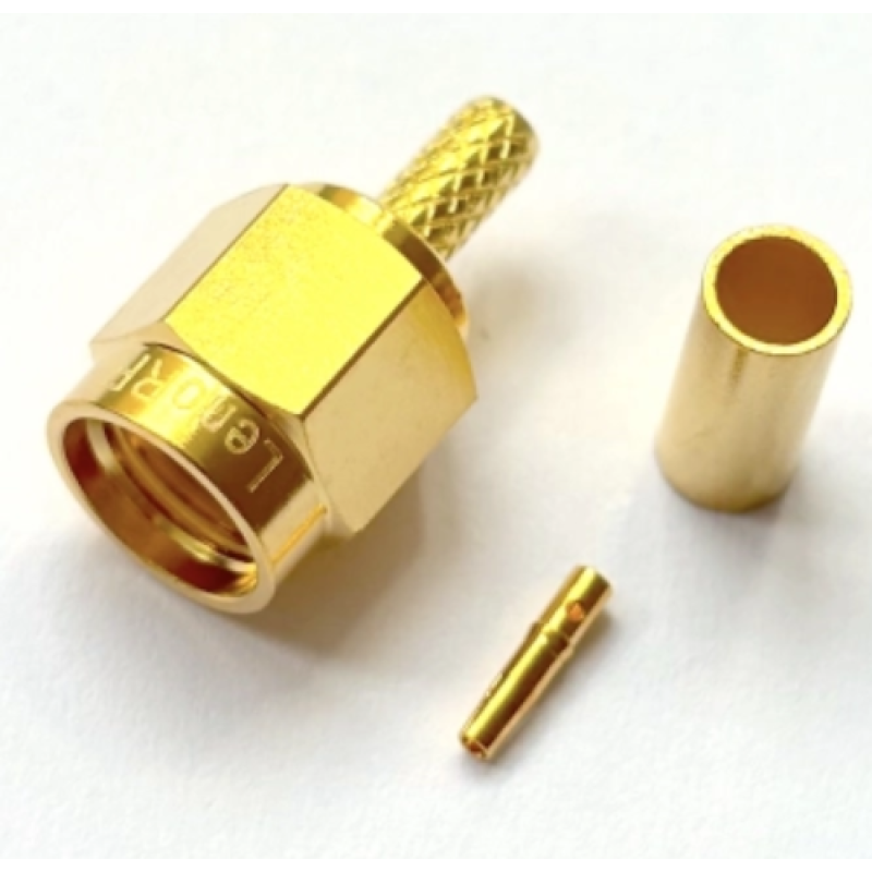 3.01.369 - RP-SMA (мужской) для RG316 - Коннектор RP-SMA (штекер) для коаксиального кабеля RG316, Leno RF (КНР)
