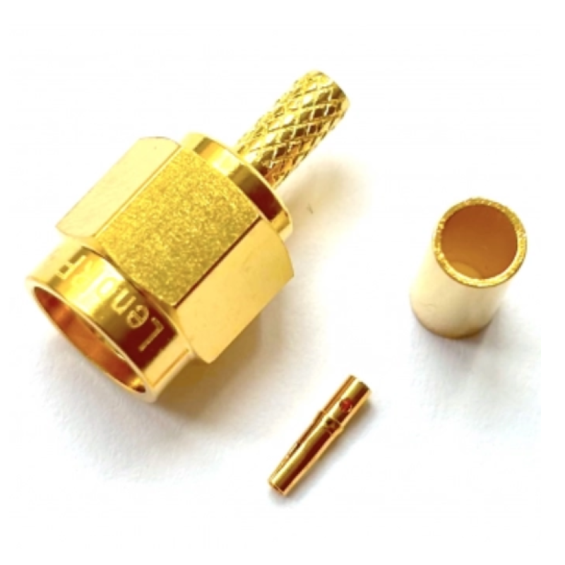 3.01.369 - RP-SMA (мужской) для RG316 - Коннектор RP-SMA (штекер) для коаксиального кабеля RG316, Leno RF (КНР)