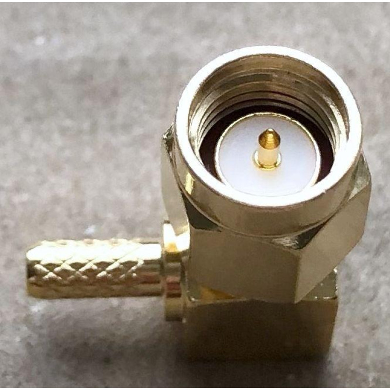 3.01.303 - SMA (male) угол для RG316 - Коннектор SMA (штекер) угловой для коаксиального кабеля RG316