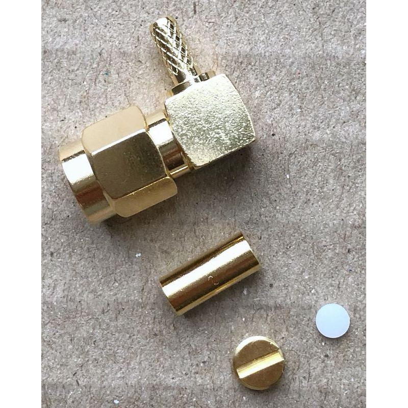 3.01.303 - SMA (male) угол для RG316 - Коннектор SMA (штекер) угловой для коаксиального кабеля RG316