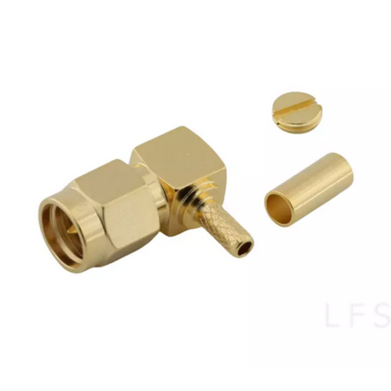 3.01.303 - SMA (male) угол для RG316 - Коннектор SMA (штекер) угловой для коаксиального кабеля RG316