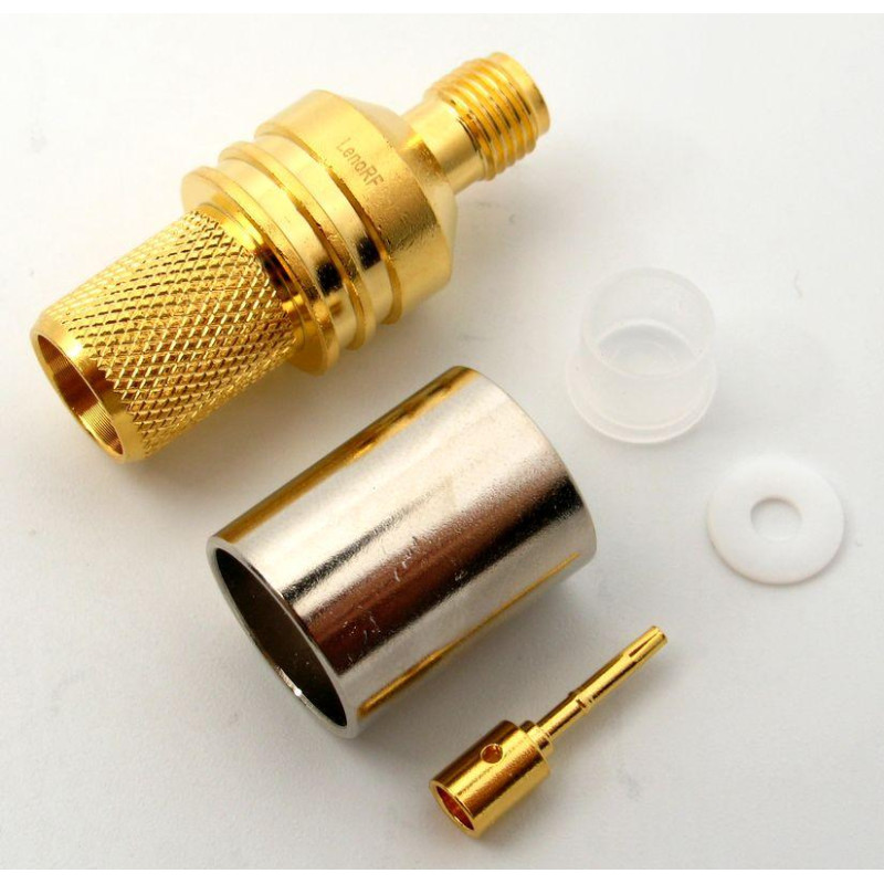 3.01.333 - SMA (гнездо) для RG8, LMR400 - Коннектор SMA (гнездо) для коаксиального кабеля RG8, LMR400, Leno RF (КНР)