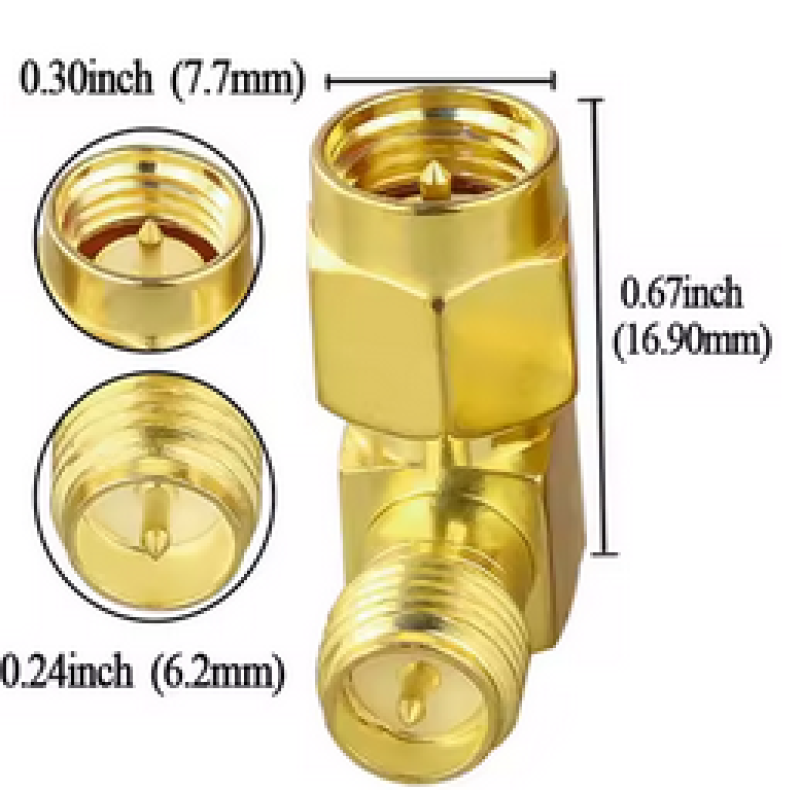 Прохідний кутовий адаптер SMA>RP SMA, штекер-гніздо