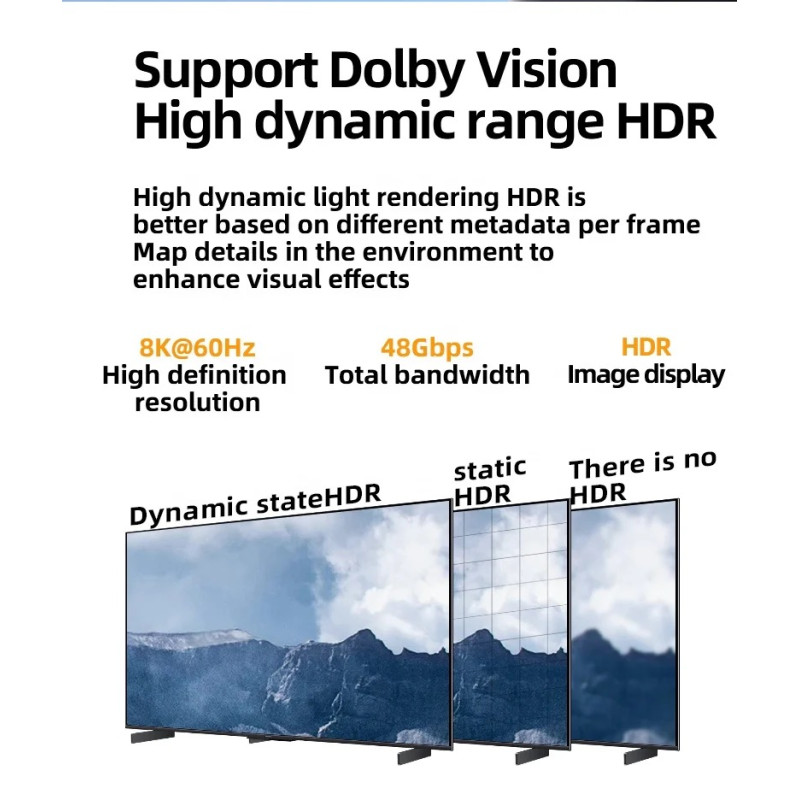 HDMI2.1D-FO-8K-100 - Цифровий оптичний кабель HDMI, роздільна здатність 8К 60Hz, версія 2.1 HDMI штекер