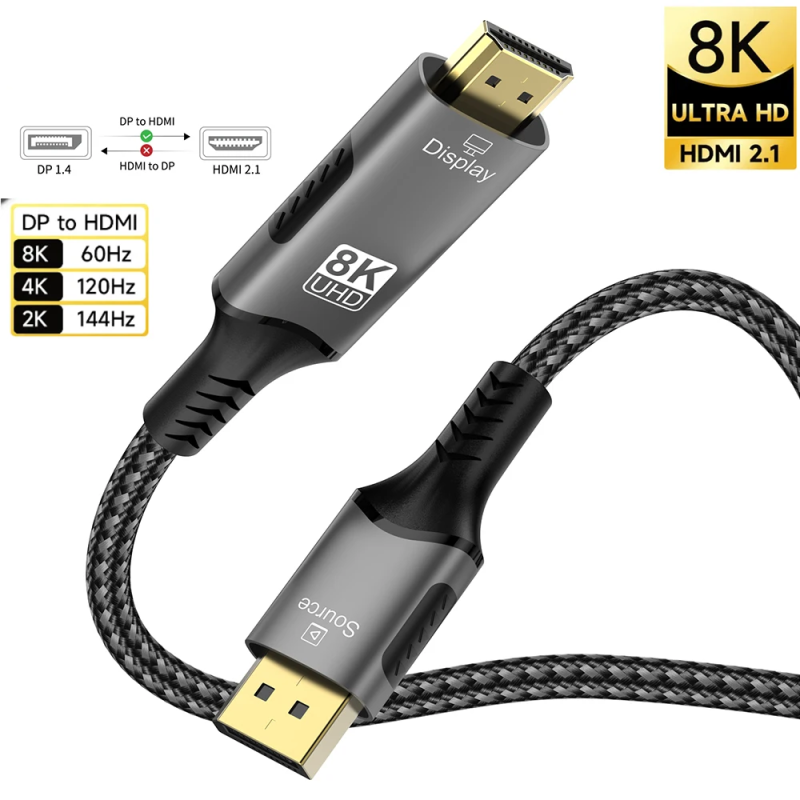 DP2HDMI8K-MM-01 - Цифровой кабель DisplayPort 1.4, штекер> HDMI 2.1 штекер, 8K