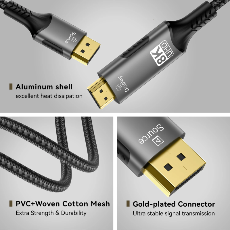DP2HDMI8K-MM-02 - Цифровой кабель DisplayPort 1.4, штекер> HDMI 2.1 штекер, 8K