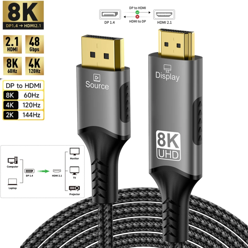 DP2HDMI8K-MM-03 - Цифровой кабель DisplayPort 1.4, штекер> HDMI 2.1 штекер, 8K