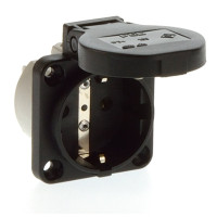 11031RT - Встраиваемая  розетка с шарнирной крышкой SСHUKO-типа, IP54, квадр.фланец с 4 отверстиями