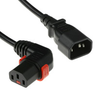 PC2041 Кабель силовий в ізоляції H05VV-F, еластичний 3х1.0, C14 IEC штекер > C13 IEC Lock+ гніздо кутове праворуч