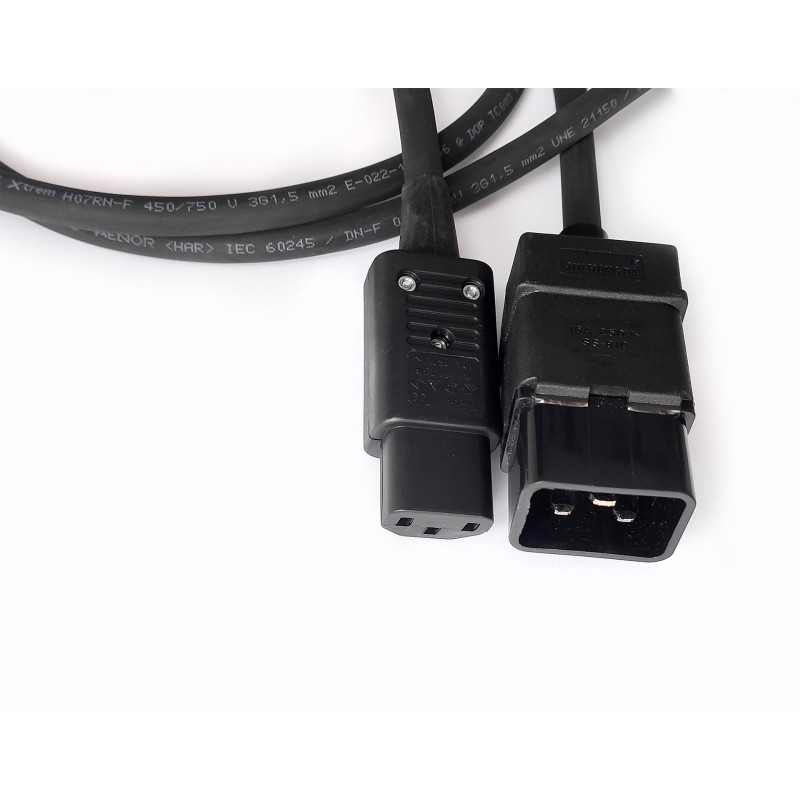 1T-MP19-01 Кабель cиловой в изоляции H07RN-F, эластичный, IEC 320 C20 штекер > C13 IEC320 гнездо
