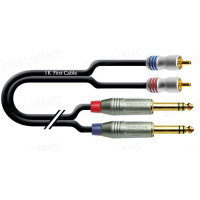 1T-AIC29P-06 Аудіокабель перехідний, паралельний, 2х Jack 6.3 stereo штекер > 2х RCA штекер, діаметр - 3.4x7.0 мм