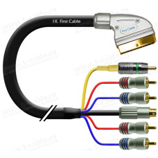 1T-AV16-01 Кабель комбинированный SCART > 4x RCA (Аудио стерео вход-выход) + 1x S-Video (Y/S Video выход)