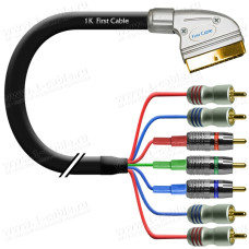 1T-AV17-01 Кабель комбинированный SCART > 7x RCA (RGB + стереозвук (вход/выход), диаметр- 10.5 мм