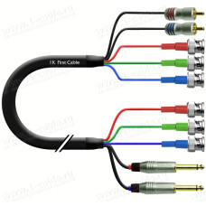 1T-AV42-01 Кабель комбинированный, видео RGB + стерео звук: 3x BNC штекер + 2x RCA штекер > 3x BNC штекер