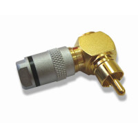 AC-61A-8AB - Разъем RCA кабельный, штекер угловой, на кабель до 8 мм, корпус - серебристый алюминий