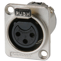 AC3FDZ - Роз'єм XLR 3 гніздо на панель, фланець D-типу, базова модель, колір-нікель