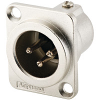 AC3MDZB - XLR 3 штекер на панель, штамповані контакти, фланець D-типу, базова модель