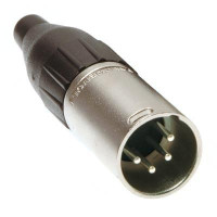 AC4M - XLR 4 штекер, литі контакти, нікель, затиск-крокодил, базова модель, на кабель діам. 3.0-6.5 мм