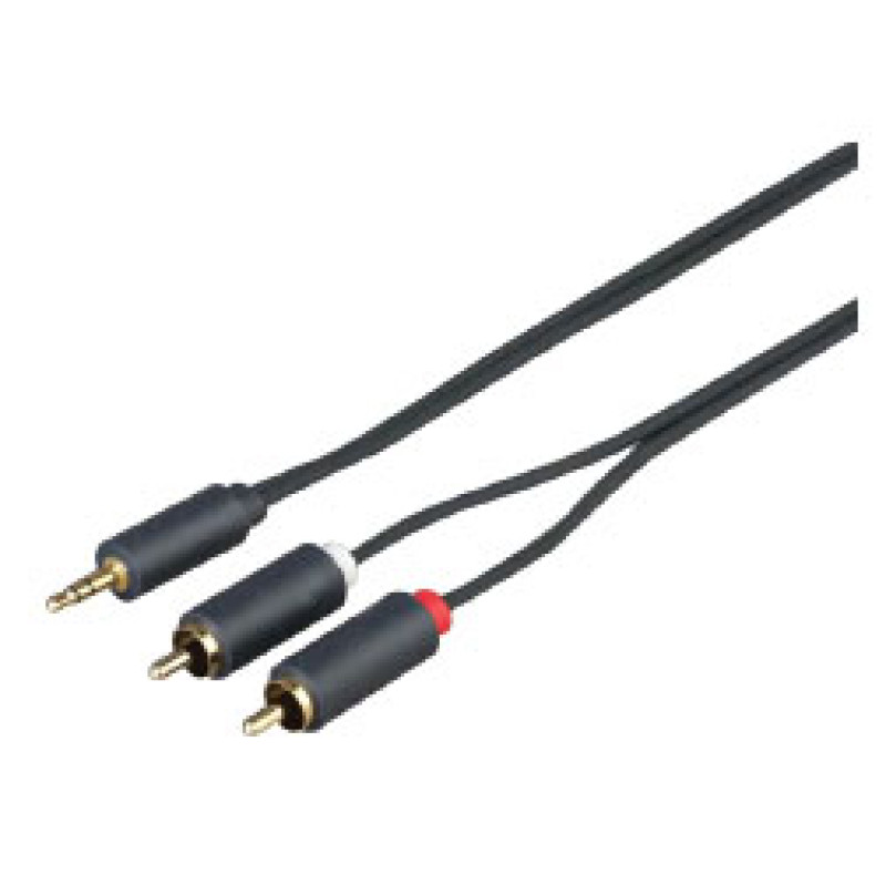 CABMJRCA-0.5 - Аудіокабель перехідний, Jack 3.5 stereo штекер > 2х RCA штекер, довжина 0.5 м