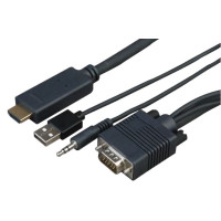 CABVGAMJHDMI3 - Переходной кабель VGA со звуком на HDMI, штекер VGA (15 пин) + Jack 3.5 stereo