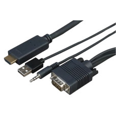 CABVGAMJHDMI1 - Переходной кабель VGA со звуком на HDMI, штекер VGA (15 пин) + Jack 3.5 stereo