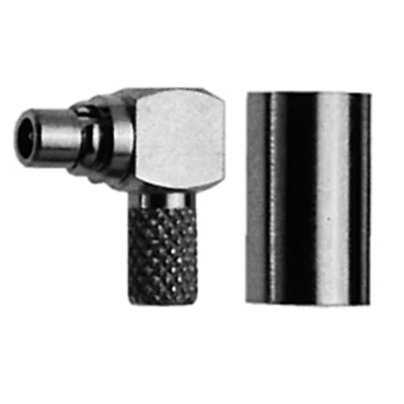 J01340B0051 - Кабельный угловой разъем, MMCX штекер, 50 Ом, губки: N01003A0009