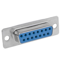 DB-15F - Разъем D-SUB, гнездо, 15-контактный, под пайку, двухрядный, контакты - покрытие золото