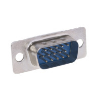 DBH-15M - Разъем D-SUB, штекер, 15-контактный, трехрядный, под пайку, высокой плотности