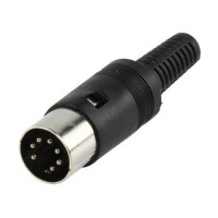 AC-DIN7-N - Роз'єм DIN 7-контактний, кабельний, штекер, контакти - покриття нікель