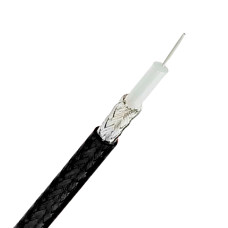 RG179 MIL-C-17 ELN Кабель коаксіальний високочастотний термостійкий 75 Ом 2.54 мм термостійкий 0.3 мм (7x0.102 мм), екран плетений, посріблена мідь (80х0.10 мм) оболонка: чорний FEP фторований етилен-пропілен Elesun (КНР) (RG179 MIL-C-17 ELN)