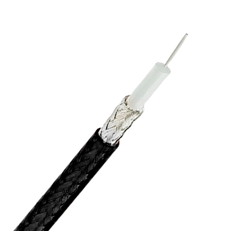 RG179 MIL-C-17 ELN Кабель коаксіальний високочастотний термостійкий 75 Ом 2.54 мм термостійкий 0.3 мм (7x0.102 мм), екран плетений, посріблена мідь (80х0.10 мм) оболонка: чорний FEP фторований етилен-пропілен Elesun (КНР) (RG179 MIL-C-17 ELN)