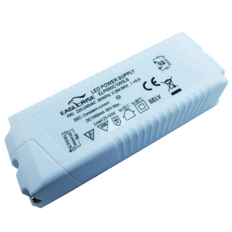 ELP050C1000LS - Драйвер светодиода, 220VAC>25-50VDC, 50Вт, 1000 mа (ELP050C1000LS)