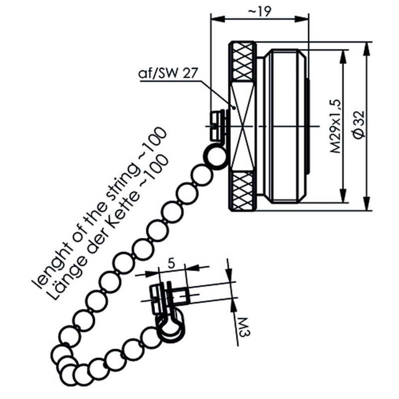 H00070B0001 - Колпачок защитный для 7-16 разъемов на гнездо, цепочка, для всех типов, IP68