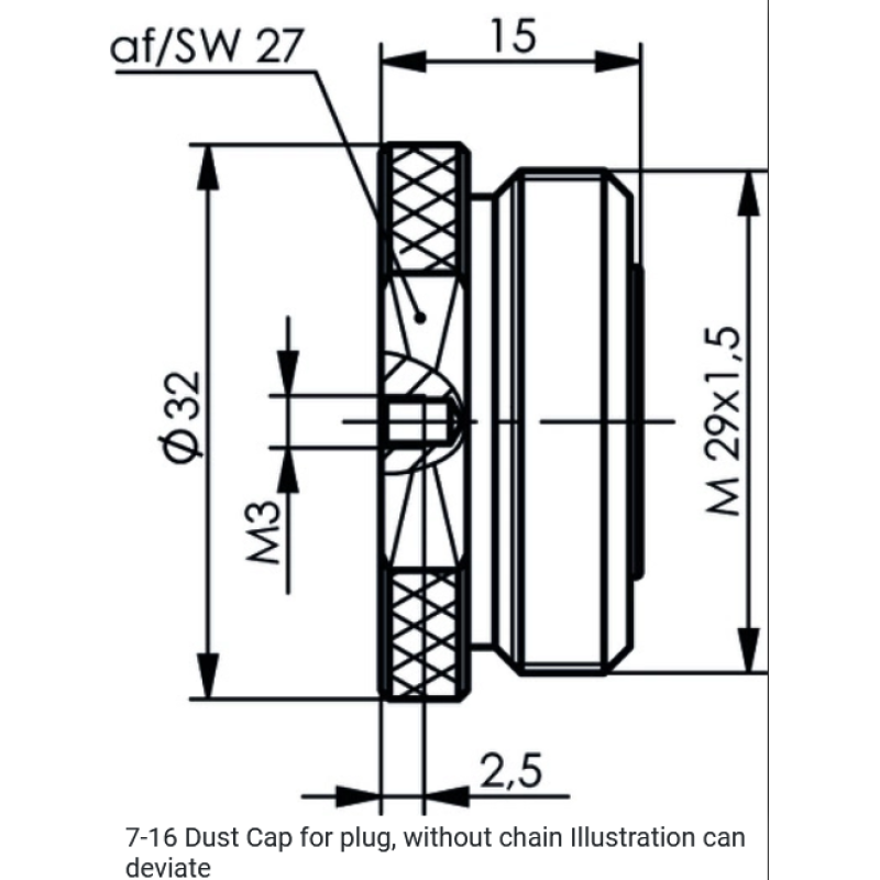 H00070D0001 - Колпачок защитный для 7-16 разъёмов на гнездо, отверстие М3, для всех типов, IP68