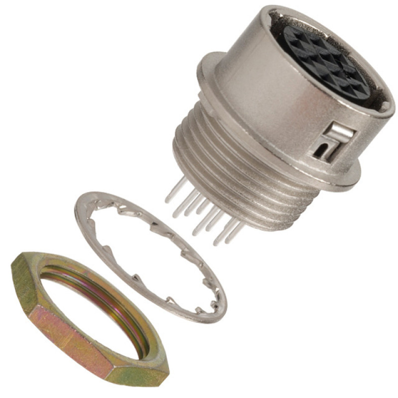 HR10A10R12S - Разъем Hirose, панельный гнездо ответный, 12 контактов, корпус с замком-фиксатором