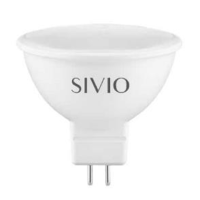 SIV-GU5.3-MR16-5W-4100K - LED лампа GU5.3 (MR16), 5W, 12V, 49x47 мм, білий нейтральний, Sivio