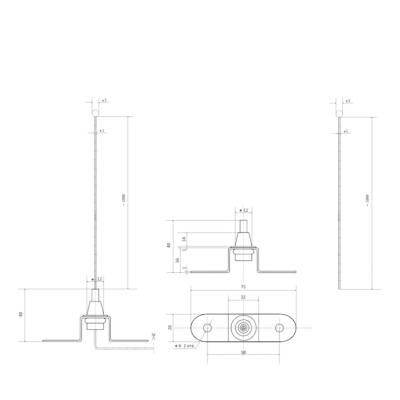 Комплект тросового подвеса с цанговым зажимом №6, в комплекте: трос с наконечником*1м