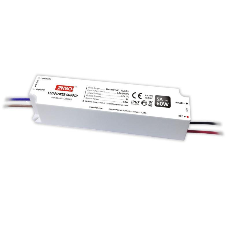 JLV-12100PA - Блок питания, 12V DC, 100W, 8.33A, пластик, IP67, 190*52*37mm, Jinbo
